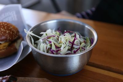 Close-up of food on table