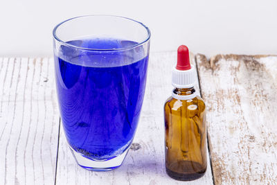 Close-up of drink served on table