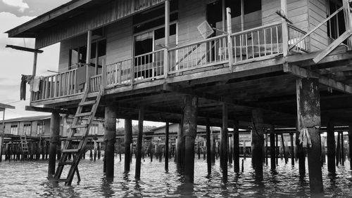 Stilt houses over river