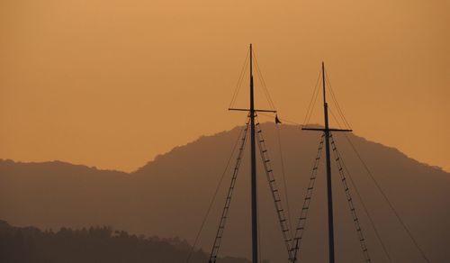 Low angle view of silhouette mountain against clear sky