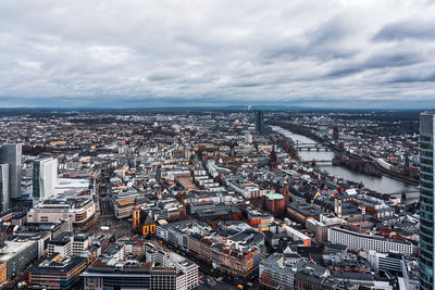 Panoramic view of frankfurt from above, germany.