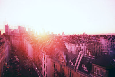 View of cityscape against clear sky