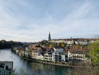 Bern view on the banks of river, switzerland 