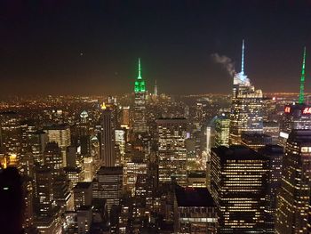 City lit up at night