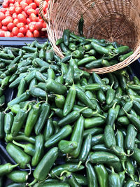 High angle view of vegetables for sale in market