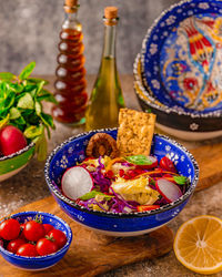 Close-up of food on table