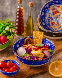 Close-up of food on table