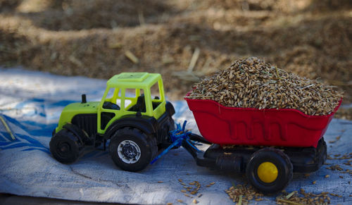 Close-up of toy car on land