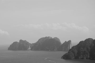 Scenic view of bay against sky