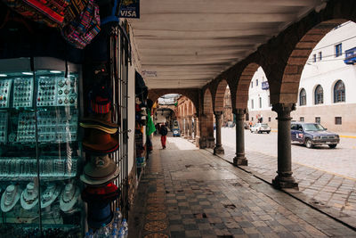 View of street market in city