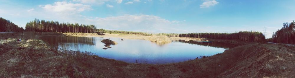 Panoramic view of lake against sky