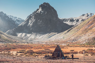 Scenic view of mountains against clear sky