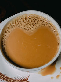 High angle view of coffee on table