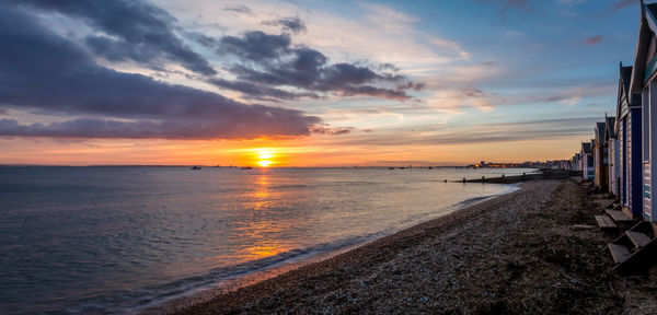 Scenic view of sea against cloudy sky