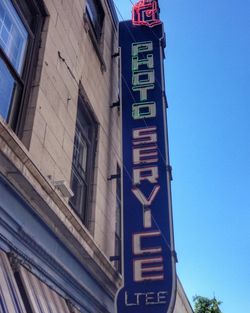 Low angle view of built structure against blue sky