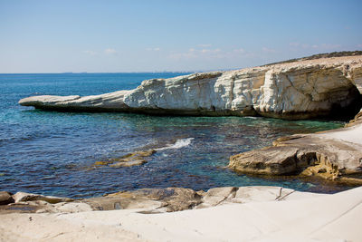 Scenic view of sea against clear sky