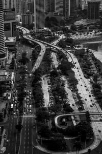 High angle view of city street