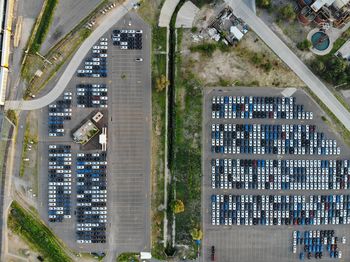 High angle view of traffic on road in city, cars, cars, 