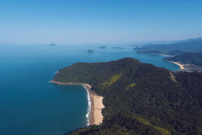 Scenic view of sea against blue sky