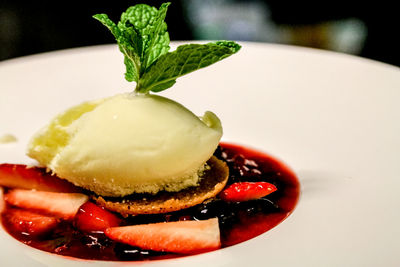 Close-up of sweet food in plate