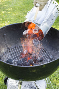 Close-up of water splashing in grass