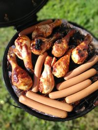 Close-up of seafood on barbecue