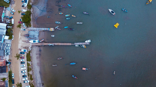 High angle view of people on beach