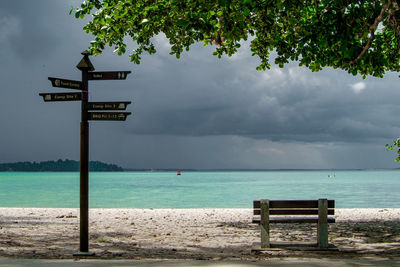 Sign post at beach