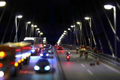 Cars on road at night