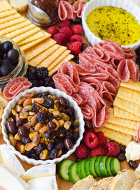 High angle view of fruits in bowl