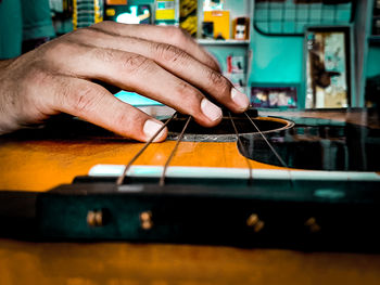 Close-up of hands working