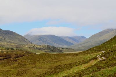 Scenic view of mountains against sky