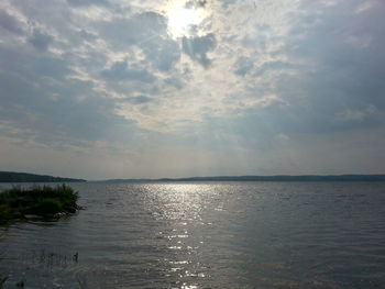 Scenic view of sea against cloudy sky