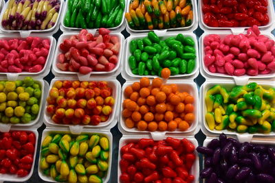 High angle view of food for sale at market