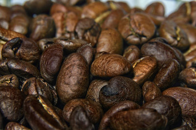 Close-up of roasted coffee beans