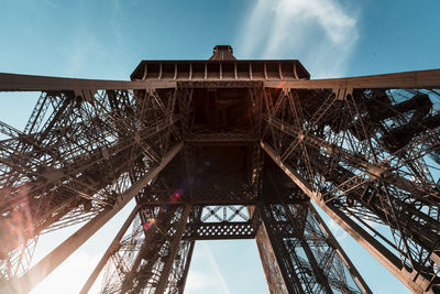 Low angle view of eiffel tower against sky