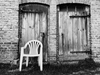 Closed door of old building