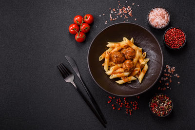 High angle view of food on table