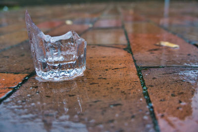 Close-up of ice crystals on floor