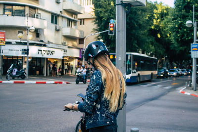 Woman on city street