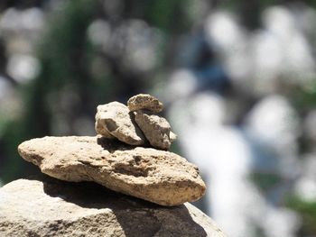 Close-up of stack of rocks