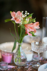 Close-up of flower vase on table