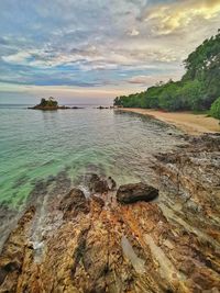 Scenic view of sea against sky during sunset