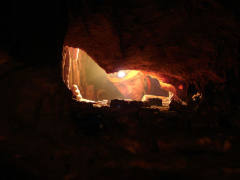 View of fire in the dark