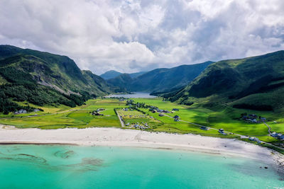 Scenic view of nordic beach against sky