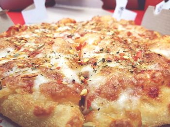 Close-up of pizza on table