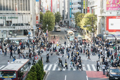 Group of people crossing road