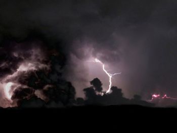 Low angle view of lightning against cloudy sky