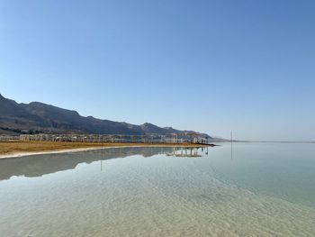 Scenic view of sea against clear sky