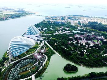 High angle view of cityscape against sky